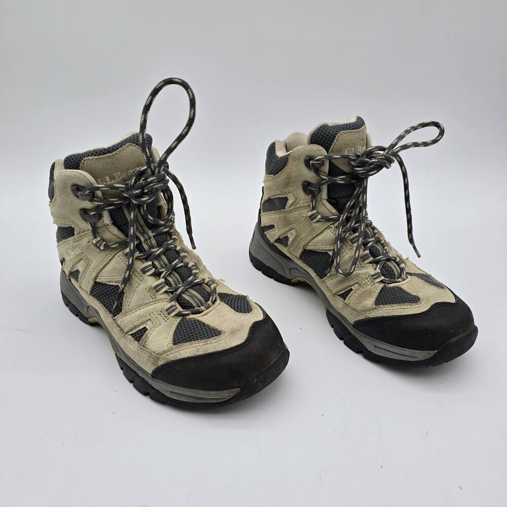 LL Bean Boots Womens 37 6.5 Wide D Green Mid Lightweight Hiking Cresta
